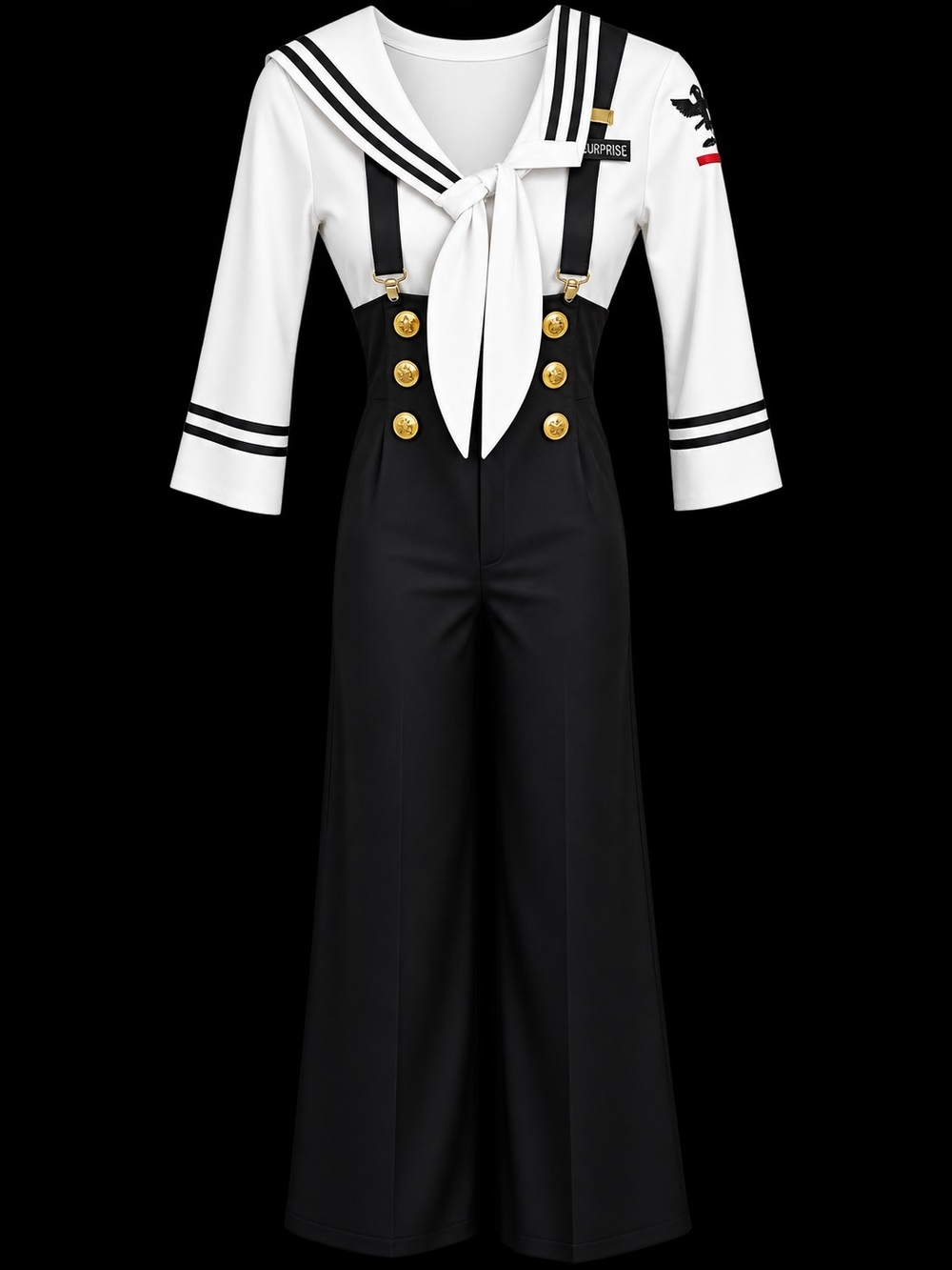 Source Unknown Black & White Sailor Kids Costume with Gold Buttons - Picture 3 of 3